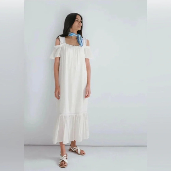 NWT Anthropologie Conditions Apply Banana Valari Maxi Dress White Size Large - Picture 1 of 8